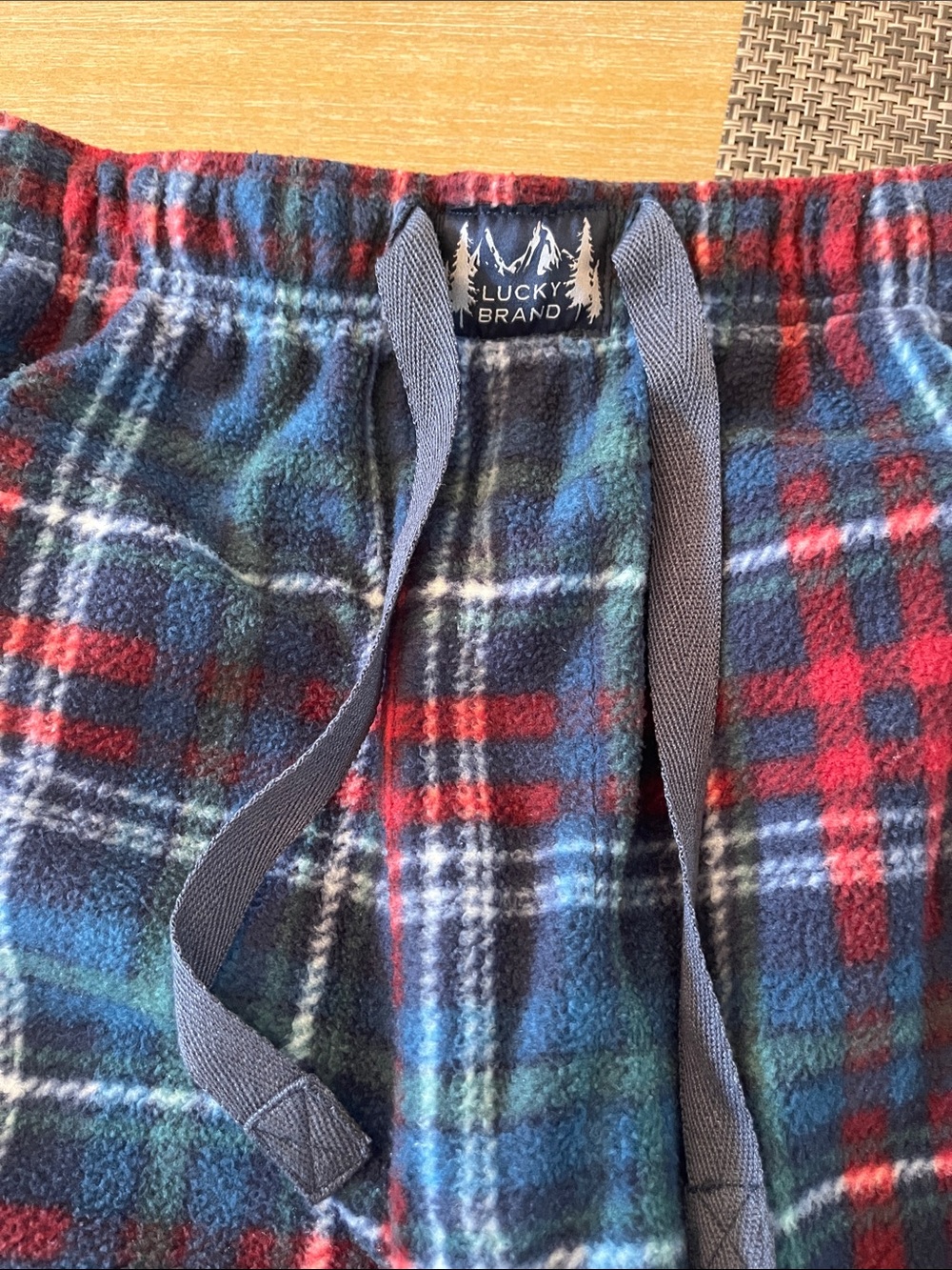 Lucky Brand Plaid Fleece Pajama Bottoms - Navy, Red, Green Plaid
